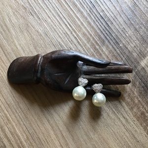 .925 Sterling Silver Pave Heart Earrings